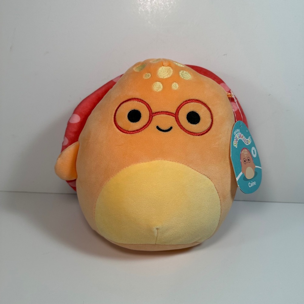 Squishmallows 8 Inch Caine the Crab with Glasses Orange Mushroom Shell Plush S8